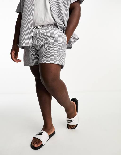 We Are We Wear Plus Bobbie standard length beach swim shorts in cream stripe print