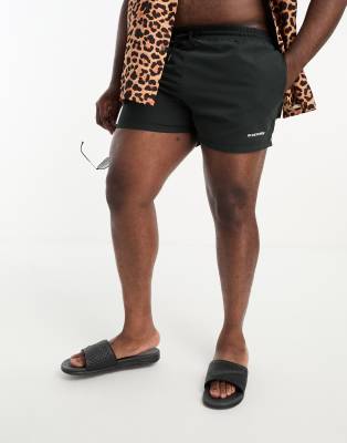 We Are We Wear Plus Bobbie Standard Length Swim Short In Black