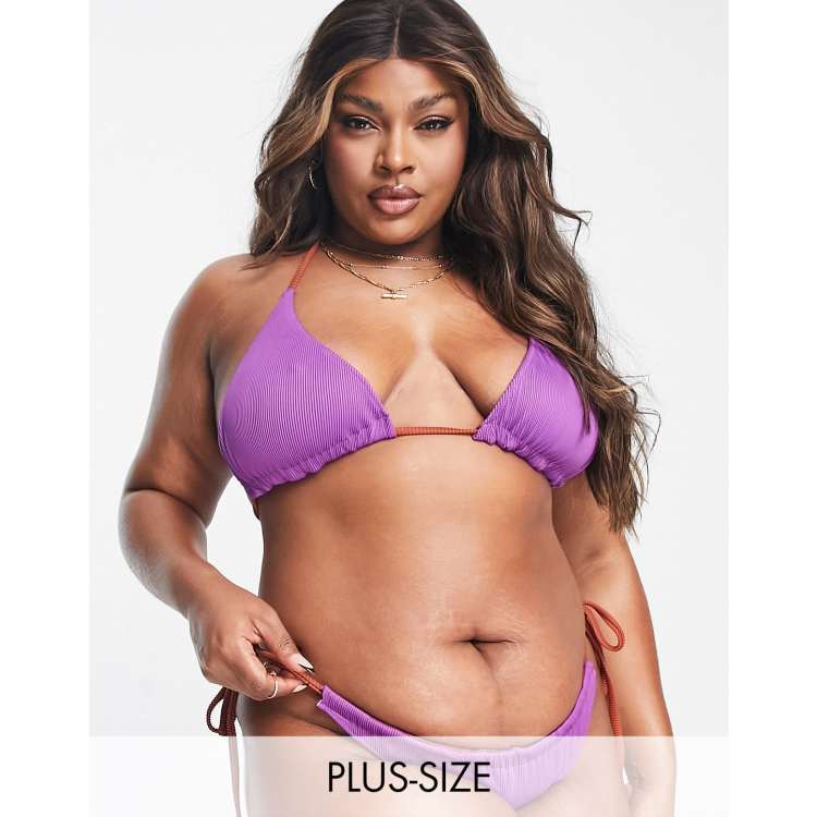 We Are We Wear Plus Melissa reversible ribbed triangle bikini top