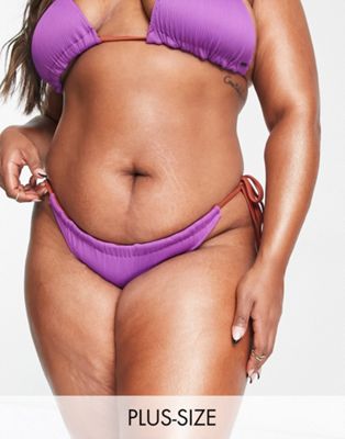 We Are We Wear Plus Melissa tie side reversible bikini briefs in ultra violet and cinammon  - ASOS Price Checker