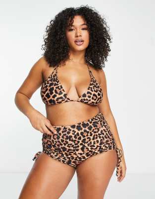 WE ARE WE WEAR PLUS MELISSA TRIANGLE BIKINI TOP IN ANIMAL PRINT-MULTI