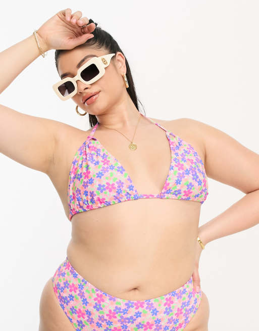 We Are We Wear Plus sonia high waist bikini bottom in retro floral print