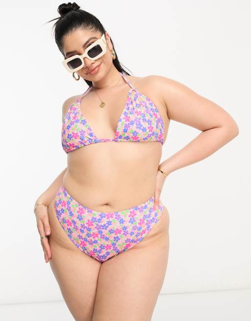 We Are We Wear Plus sonia high waist bikini bottom in retro floral print