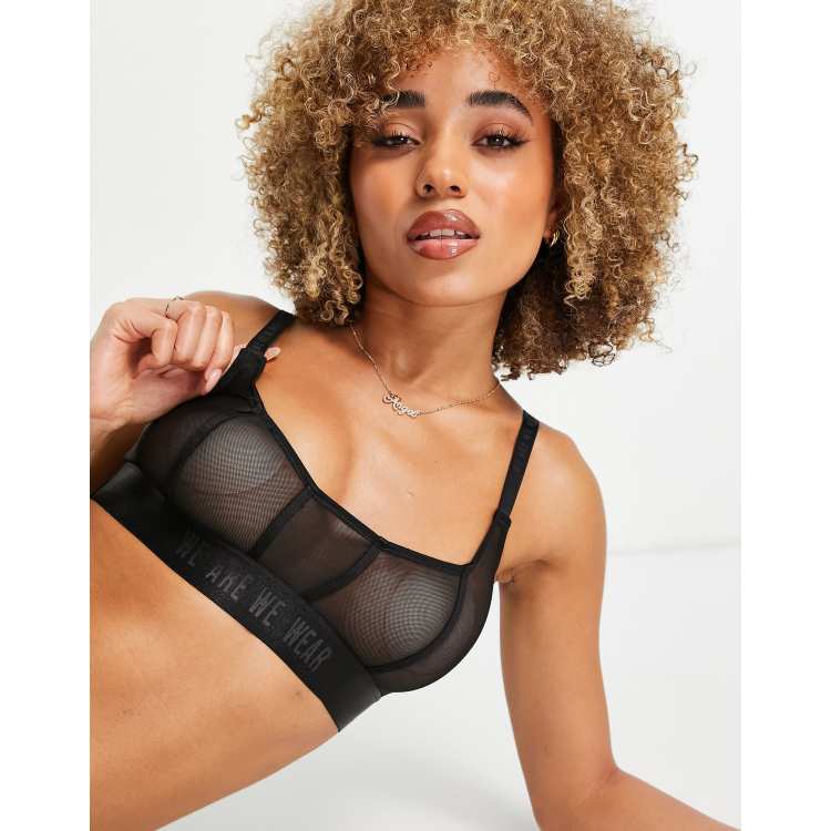 We Are We Wear Fuller Bust Poly Blend Mesh Bralette With Seam