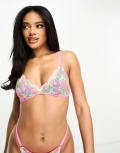 We Are We Wear retro bralet in floral print-Multi