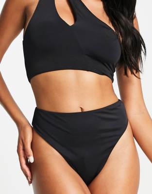 We Are We Wear Selin High Waist Bikini Thong Bottom In Black