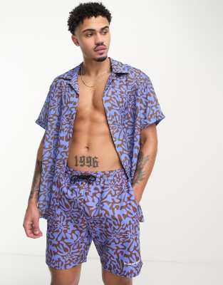 We Are We Wear short sleeve beach shirt co-ord in surf squiggle print  - ASOS Price Checker