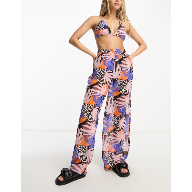 Tropical wide outlet leg trousers