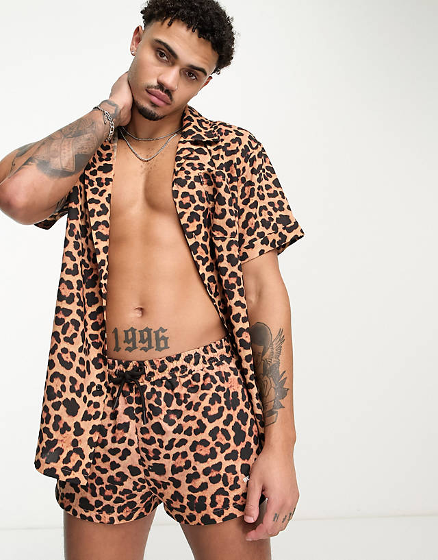 We Are We Wear - william short sleeve beach shirt co-ord in animal print