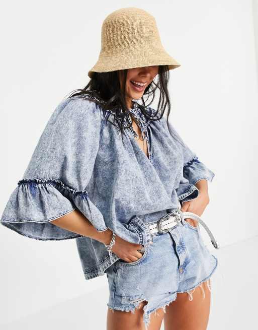 Free people best sale denim top