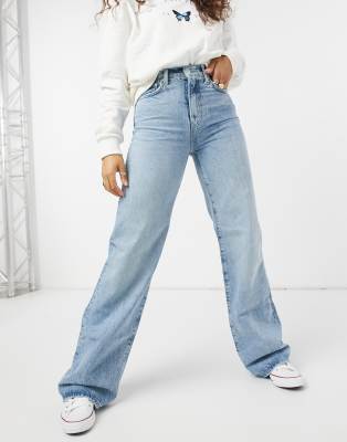wide light blue jeans