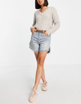 We The Free by Free People baggy tomboy short in light wash denim