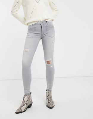 grey mid rise skinny jeans