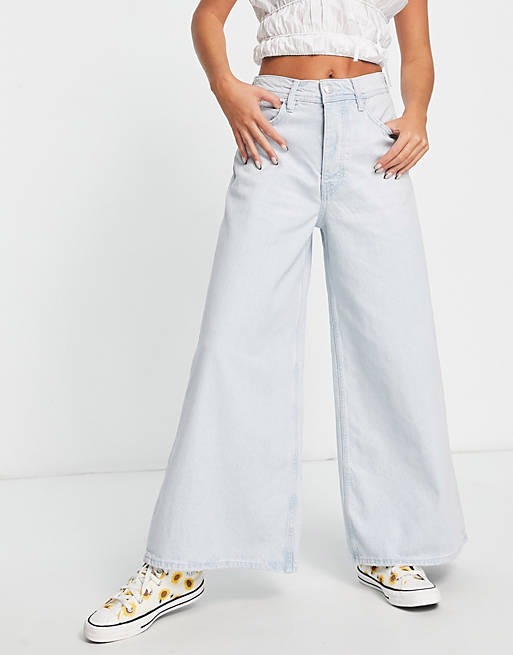 We The Free by Free People landry wide crop jeans in light wash denim