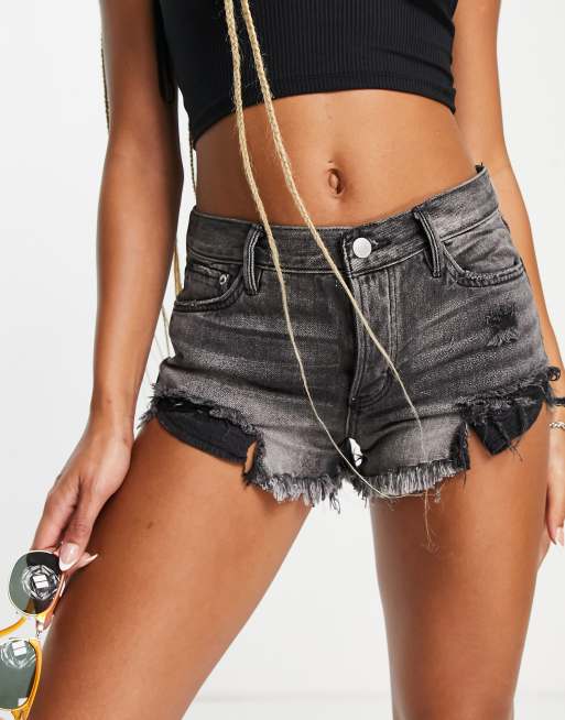 free people black jean shorts