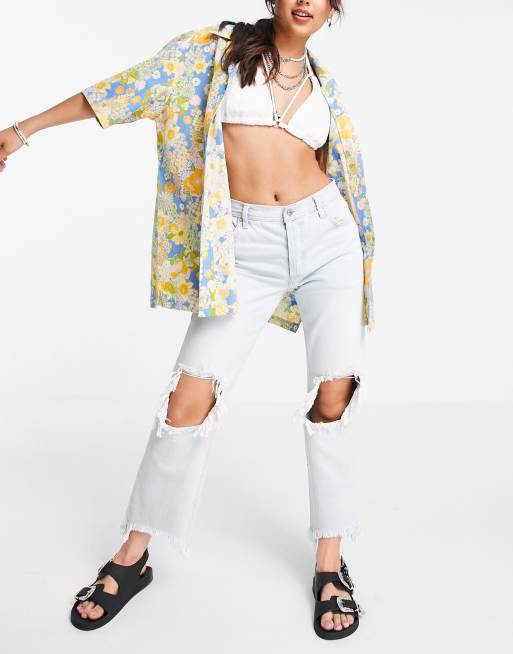 We The Free by Free People maggie mid rise jeans with ripped knees