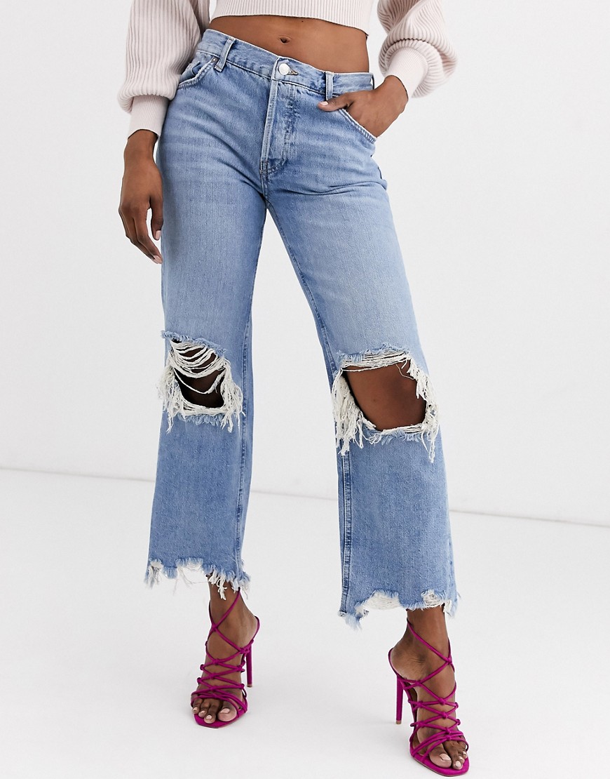 We The Free by Free People – Maggie – Mom jeans utan stretch-Blå