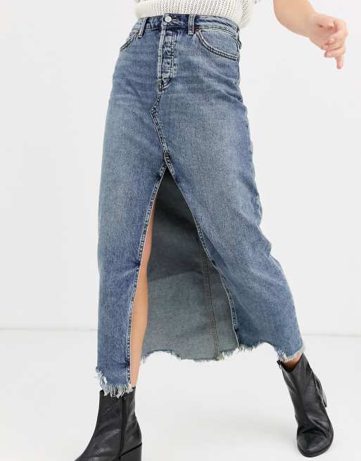 We The Free By Free People Maxi Jeansrock Mit Schlitz Asos