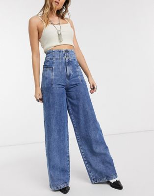 We The Free by Free People Midnight City high waist wide leg jeans in ...