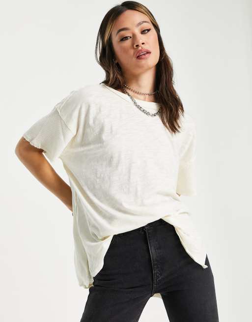 We The Free by Free People – Peace It Up – Oversize-T-Shirt in gebrochenem Weiß