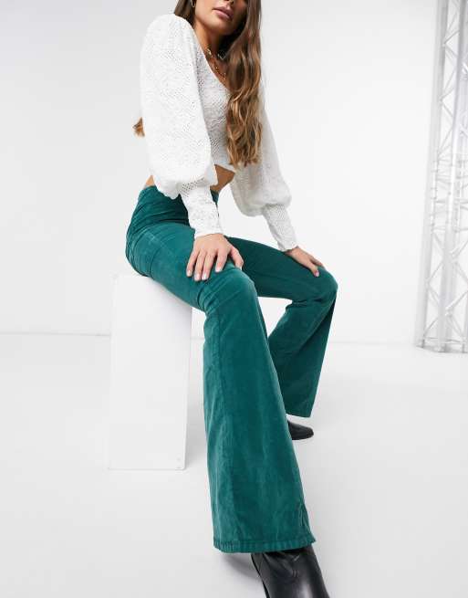 Pull-On Forest Green Corduroy Flare Pant  Winter pants outfit, Green pants  outfit, Flare pants