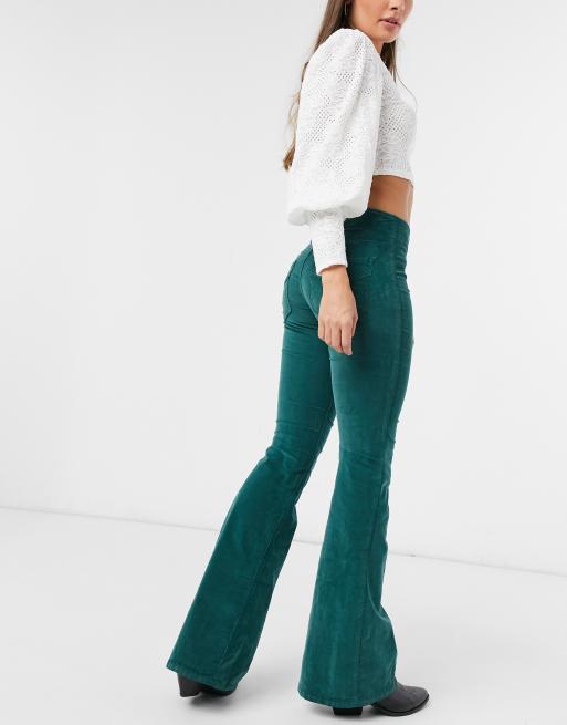 Pull-On Forest Green Corduroy Flare Pant