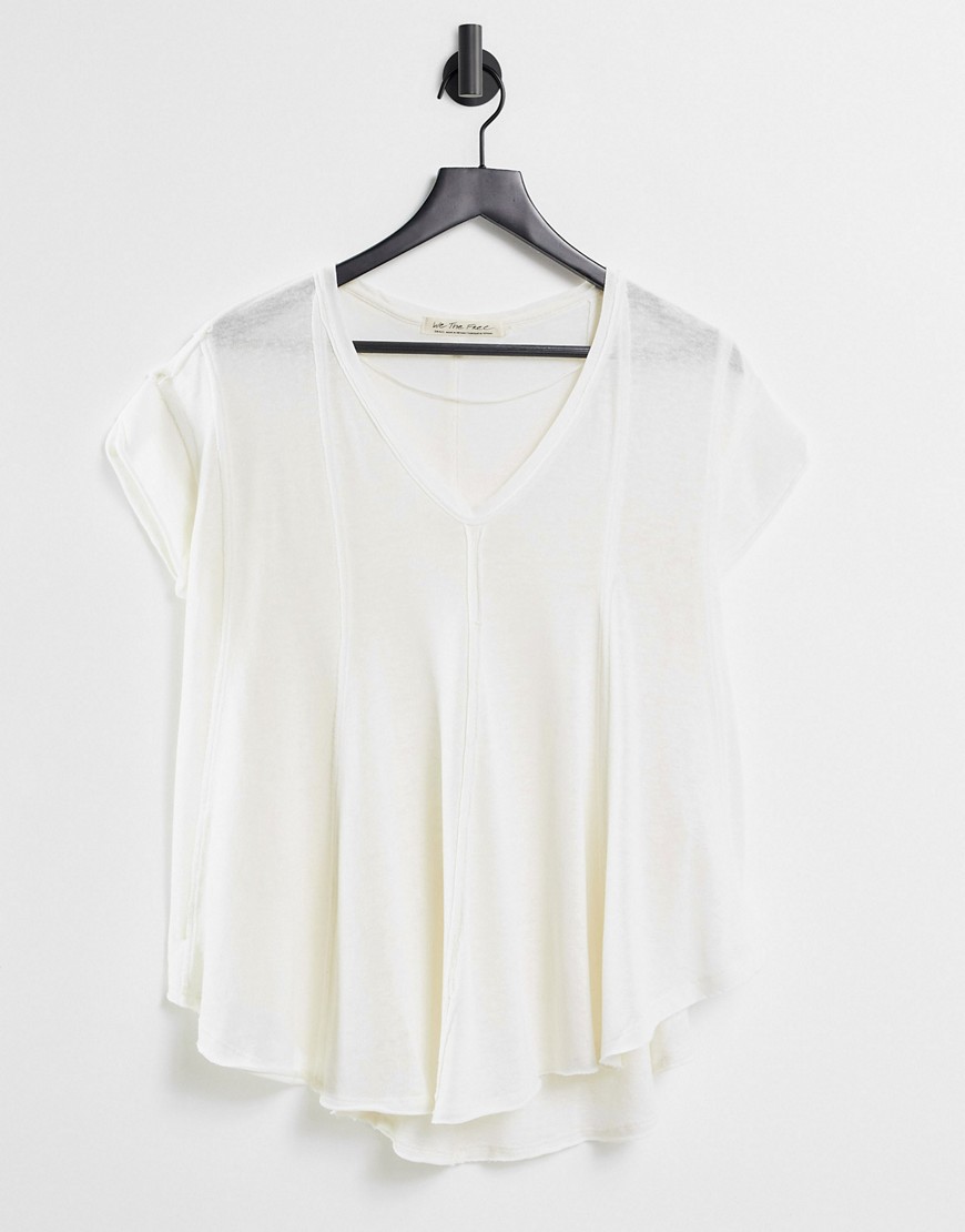 We The Free by Free People - Sammie - Ruimvallend T-shirt in 'burnout'-Wit