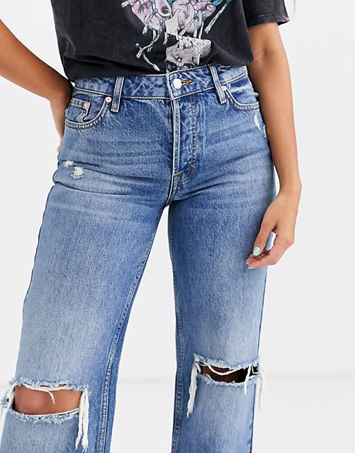 We The Free by Free People Wild Flower ripped straight leg jeans | ASOS