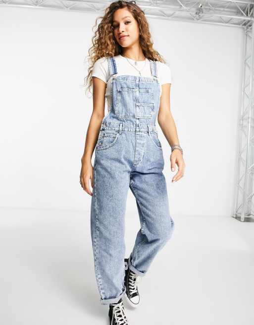 We The Free by Free People ziggy denim overall dungarees in powder blue