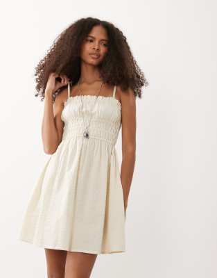 Wednesday's Girl Wedensdays Girl Crepe Strappy Floaty Minidress In White