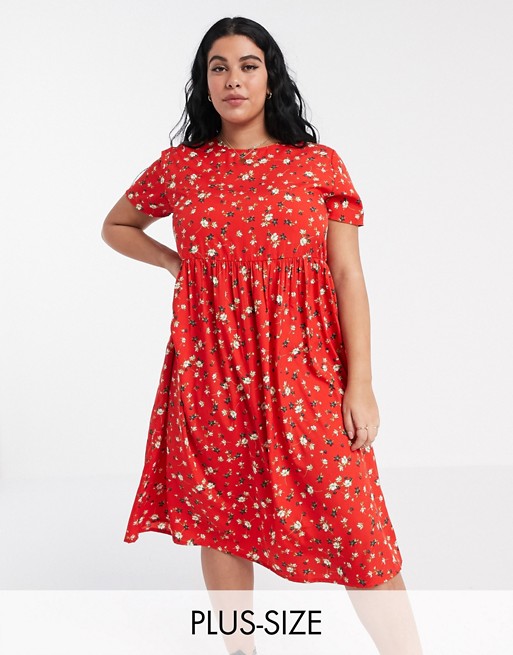 Wednesday's Girl Curve midi smock dress in ditsy floral