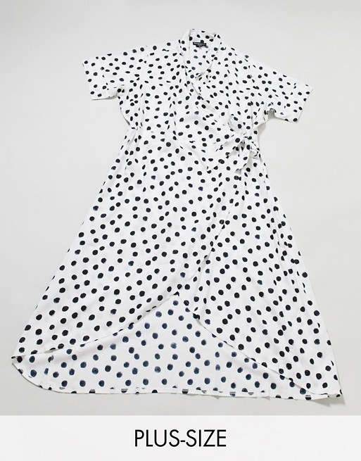 Wednesday's Girl Curve midi wrap dress in spot print