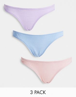 Wednesday's Girl 3 pack briefs in pastel rib