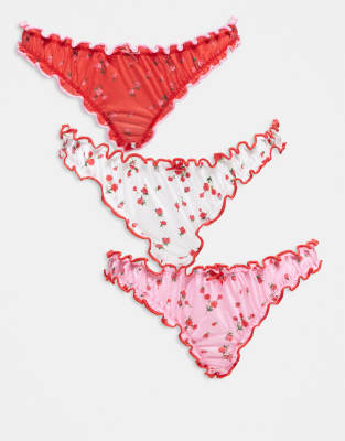 Wednesday's Girl Wednesday's Girl 3 pack knickers in floral print-Multi