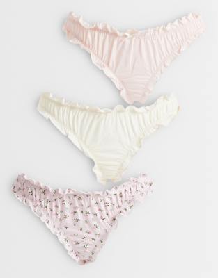 Wednesday's Girl Wednesdays Girl 3 Pack Lace Edge Briefs Set In Multi
