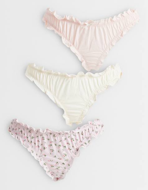 Wednesdays Girl 3 pack lace edge briefs set in pink beige floral - view 1