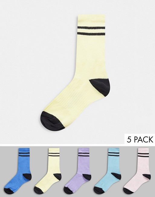 Wednesday's Girl 5 pack socks in pastel