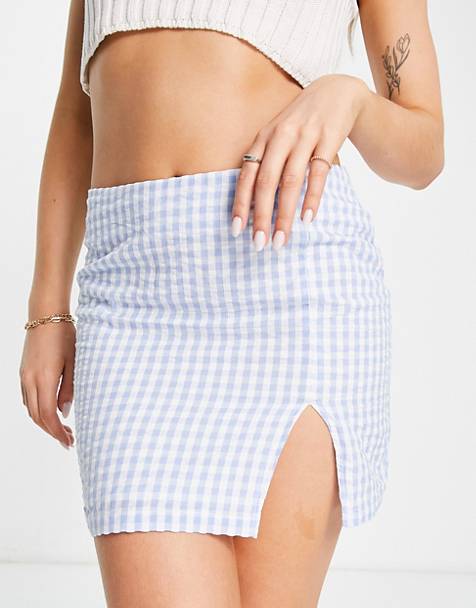 2 piece bralette and asymmetric skirt set in gingham Asos Women Clothing Skirts Asymmetrical Skirts 
