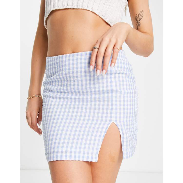 Baby blue outlet gingham skirt