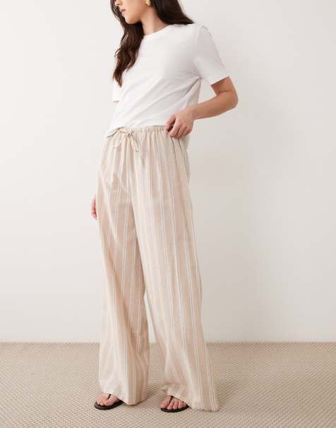 Wednesday’s Girl - Beige bukser med brede ben og striber - view 1