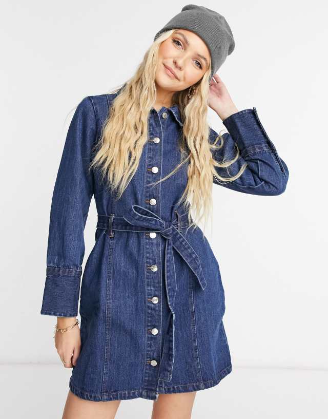 Wednesday's Girl belted mini dress in denim