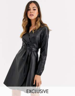 wrap leather dress