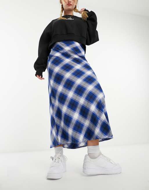 Bias cut cheap plaid skirt