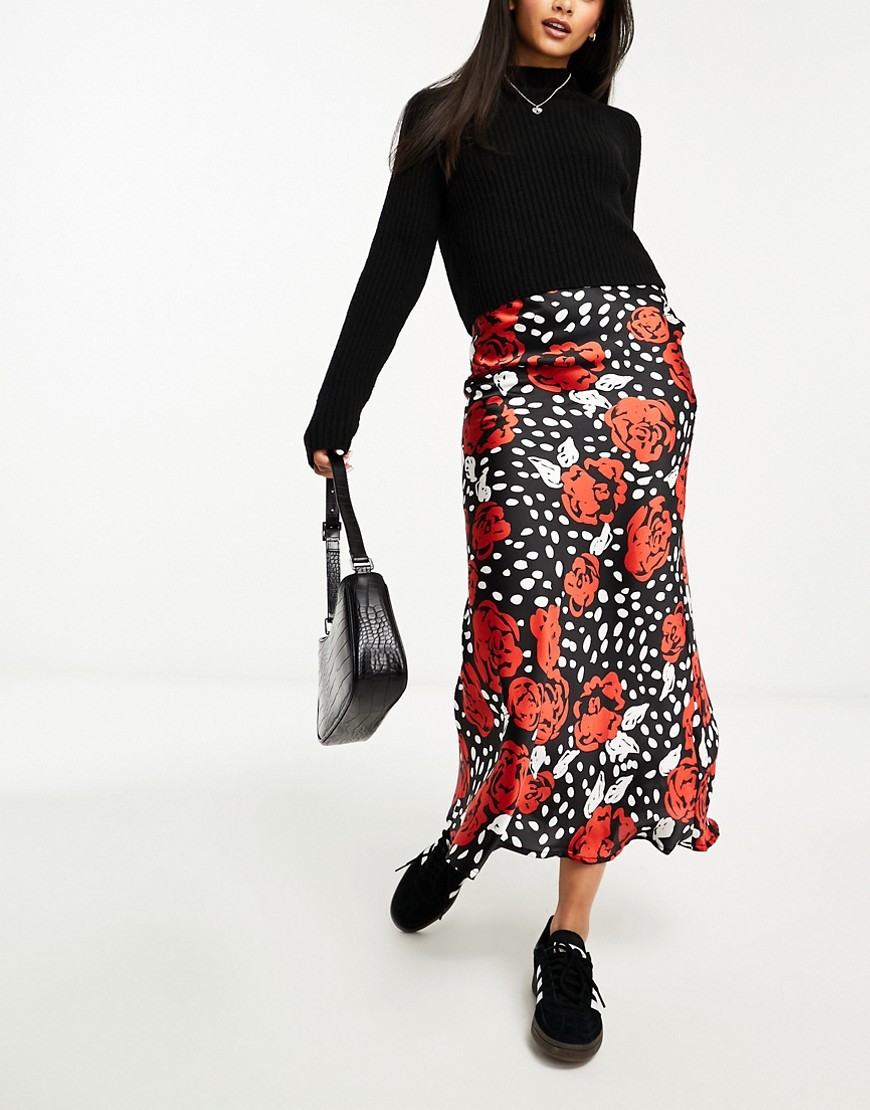 Wednesday's Girl bloom print midaxi length skirt in multi