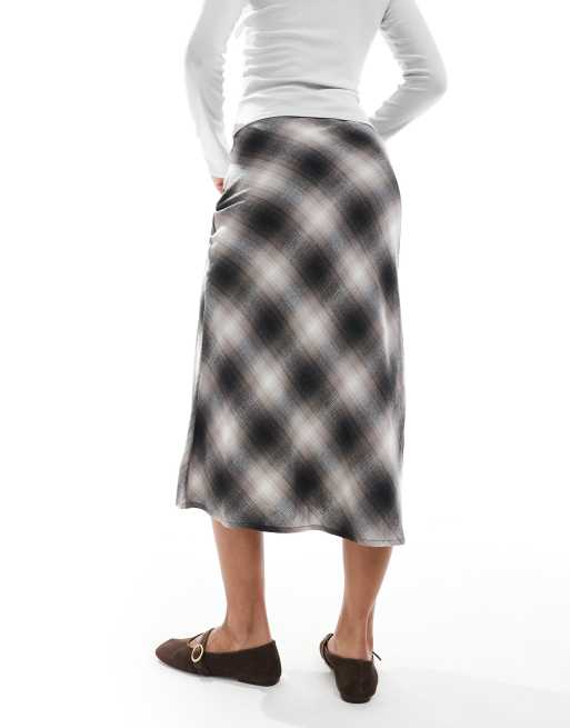 Wednesday's Girl blurred check midaxi skirt in multi, 4 of 5