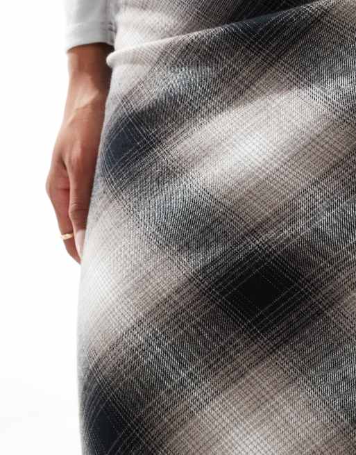 Wednesday's Girl blurred check midaxi skirt in multi, 5 of 5