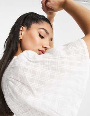 Blusa arricciata bianca con fondo a peplo-Bianco - Wednesday's Girl Camicia donna  - immagine3