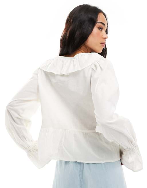 Wednesday's Girl – Bluse in Cremeweiß mit Kragendetail, 3 von 4