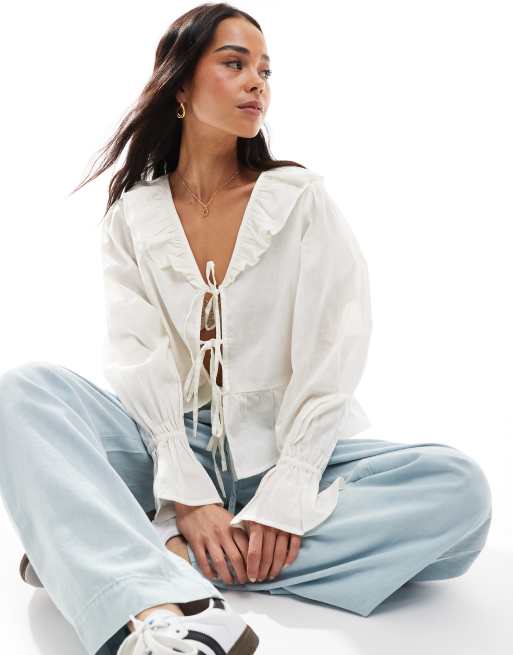 Wednesday's Girl – Bluse in Cremeweiß mit Kragendetail, 4 von 4