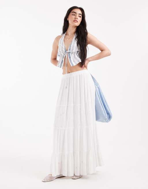 Wednesday's Girl bold stripe halter top in blue, 2 of 4